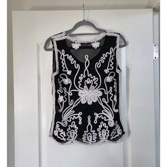 Andrea Rosati Black White Sheer Blouse, Size XL - Picture 7 of 11